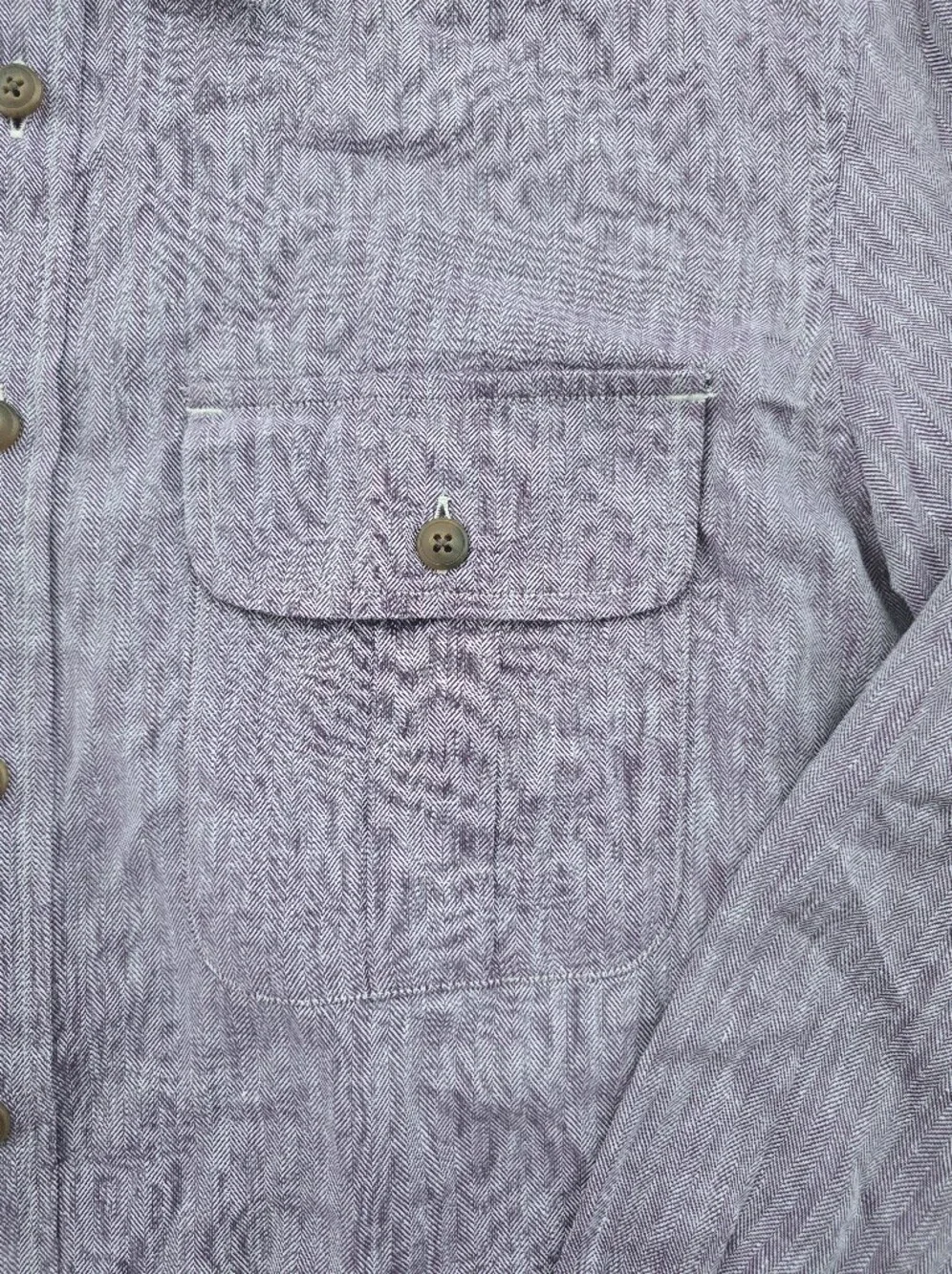 J. CREW Oarsman Purple Herringbone Lyocell Linen Long Sleeve Button Down Size L